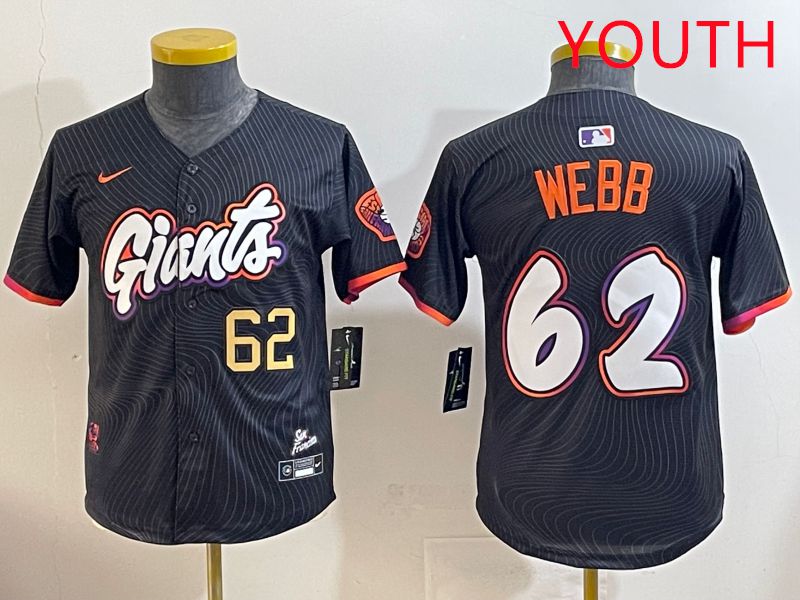 Youth San Francisco Giants 62 Webb Black Joint Name 2025 Nike MLB Jersey style 4